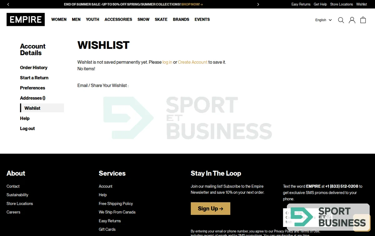 Capture : Empire Online Store